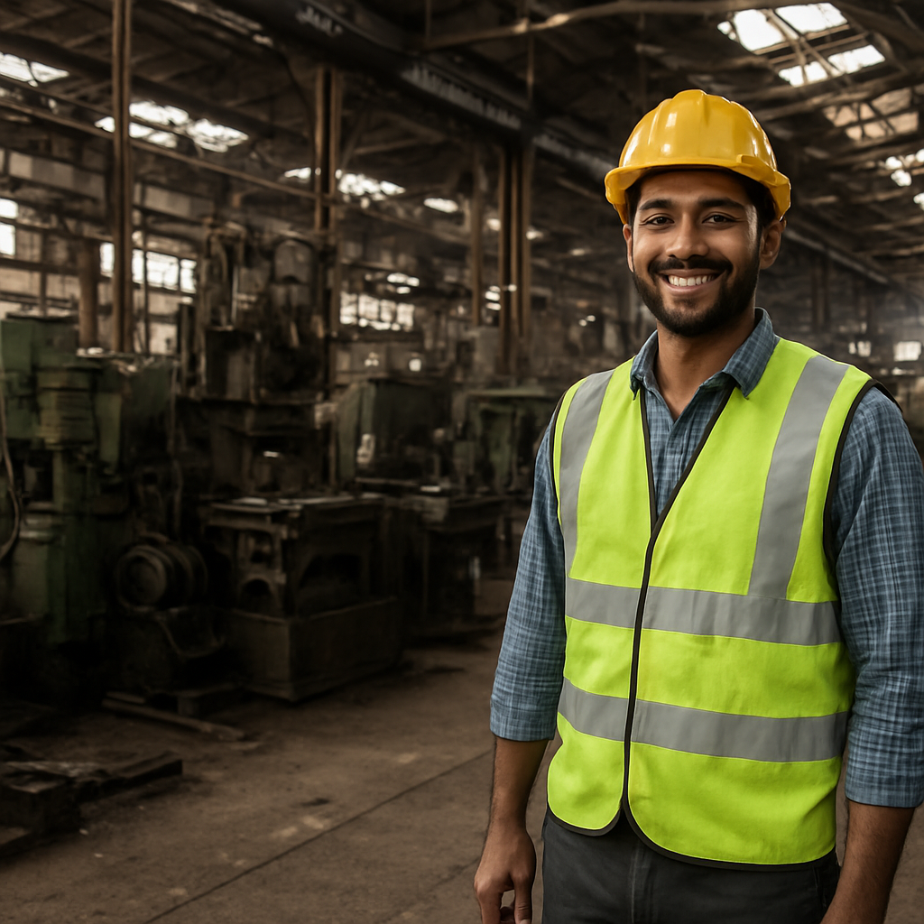 Manufacturing worker on a modern Indian factory floor